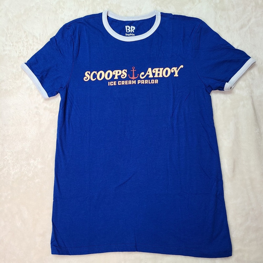 Scoops Ahoy Stranger Things x Baskin Robbins Ringer Shirt Small Steve Harrington
